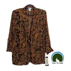 NWT Vtg 80s Columbus Circle Multi Paisley Rayon Blazer Jacket Size Small